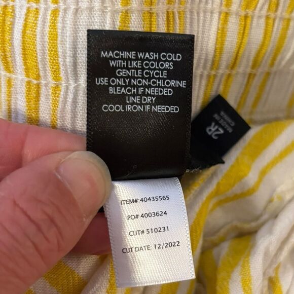 Torrid Linen Pants Pull On Wide Leg Stretch High Rise Women Size 2X Yellow White - Picture 9 of 13